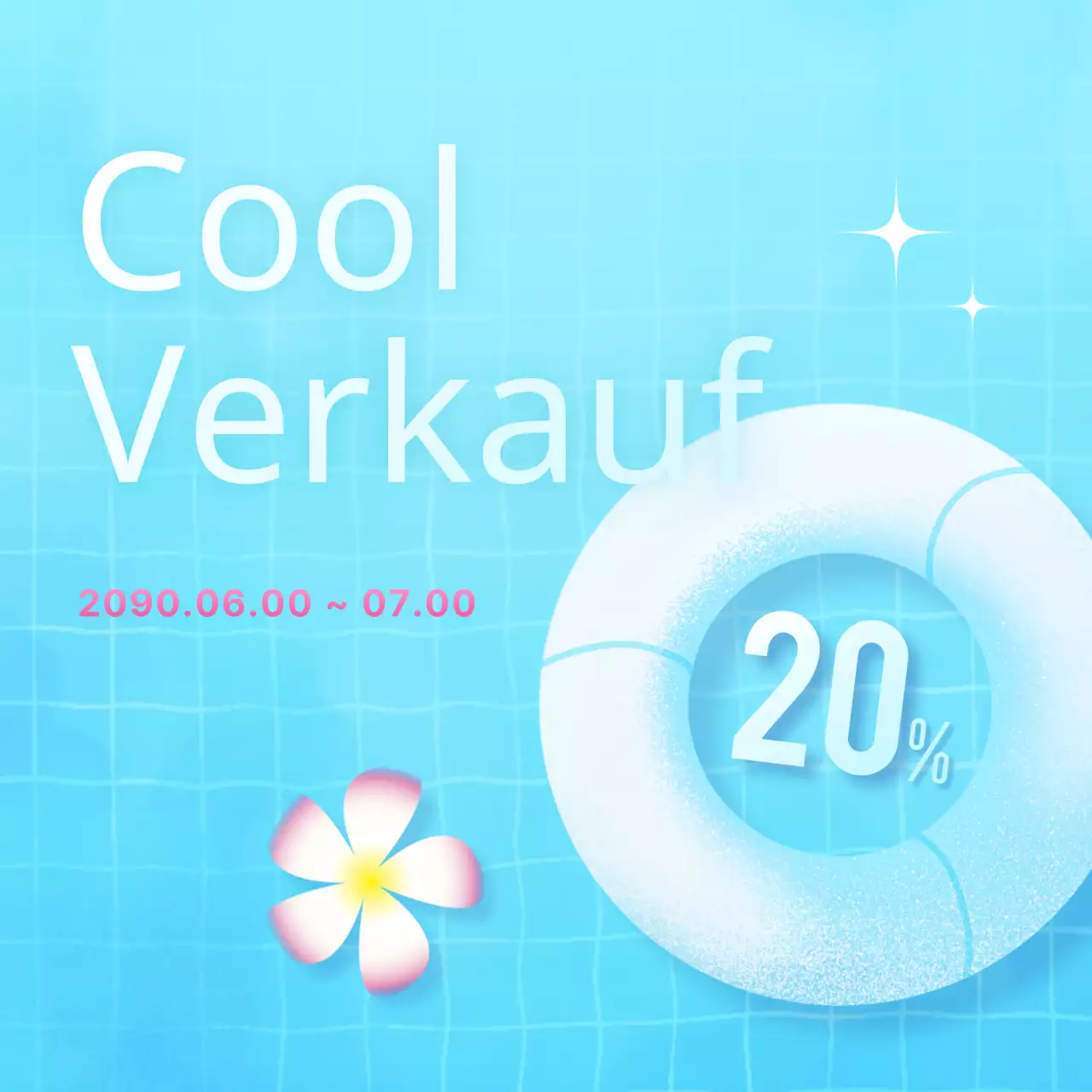 Sommer-Event-Anzeige im Pop-Stil in Mint und Blau