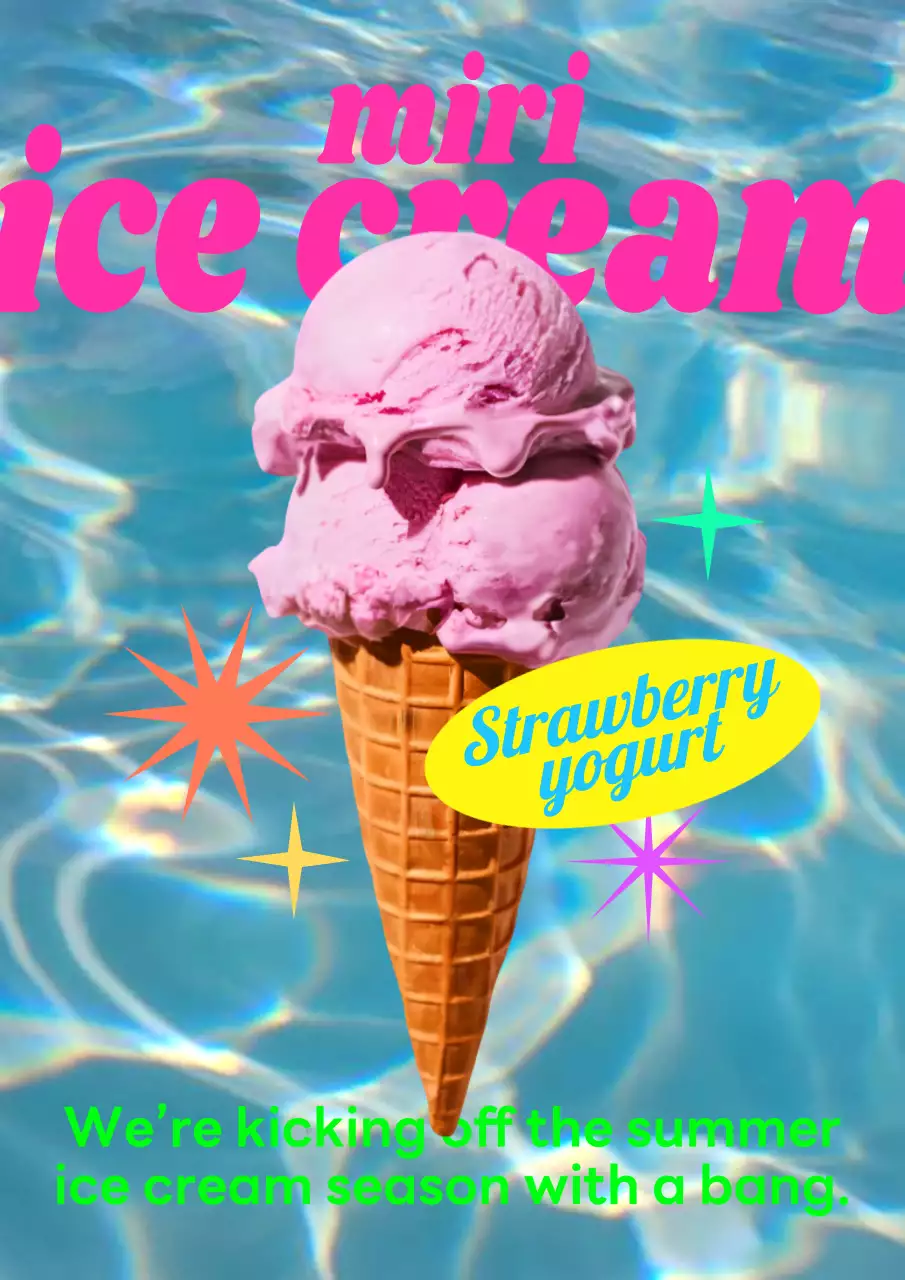 Pink Retro Ice Cream Promotion Poster