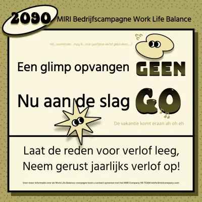 Een kitscherige jaarlijkse verlofpromotie in kaki en ivoor