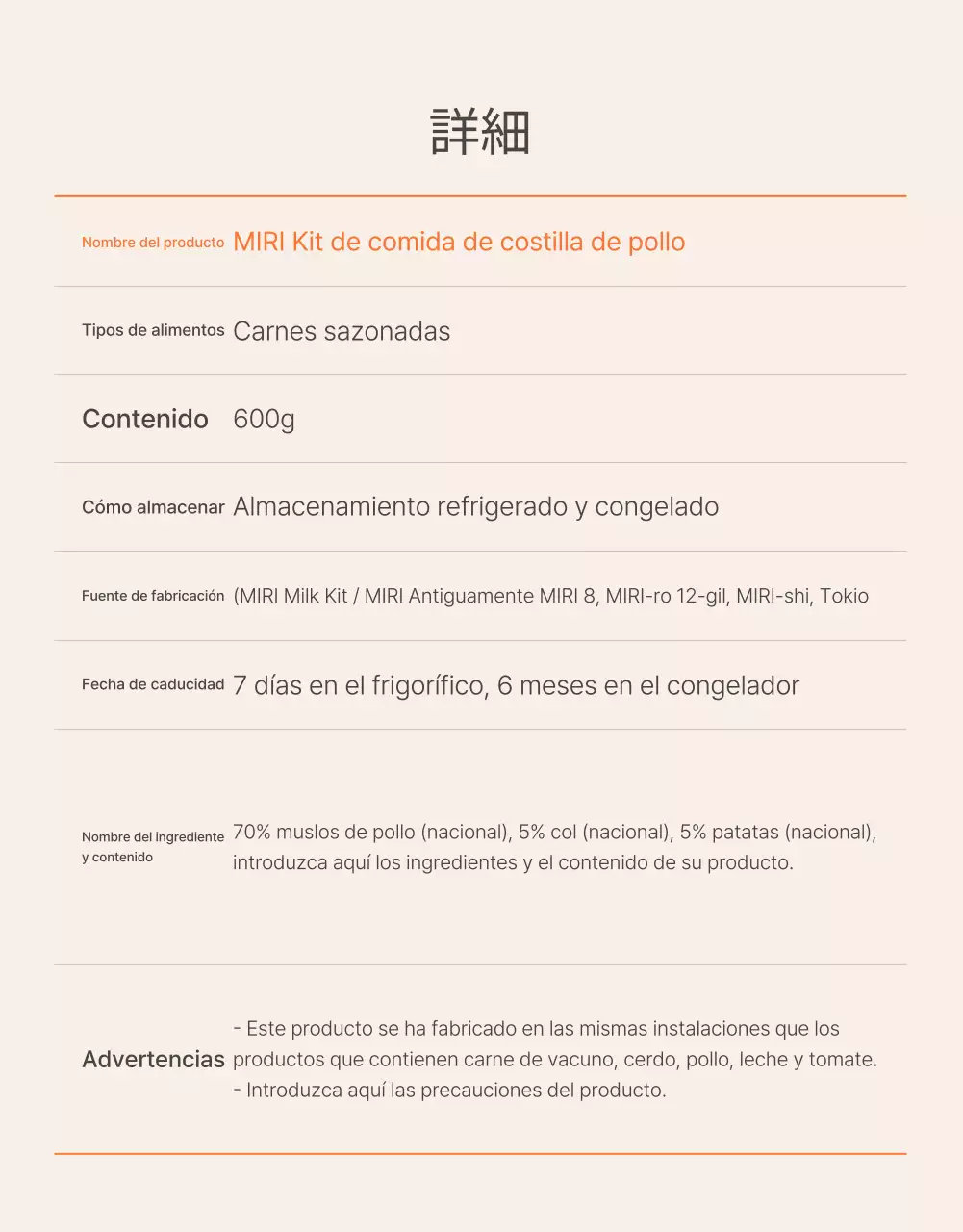 Promover los alimentos básicos del kit de comida naranja y marfil y en qué fijarse