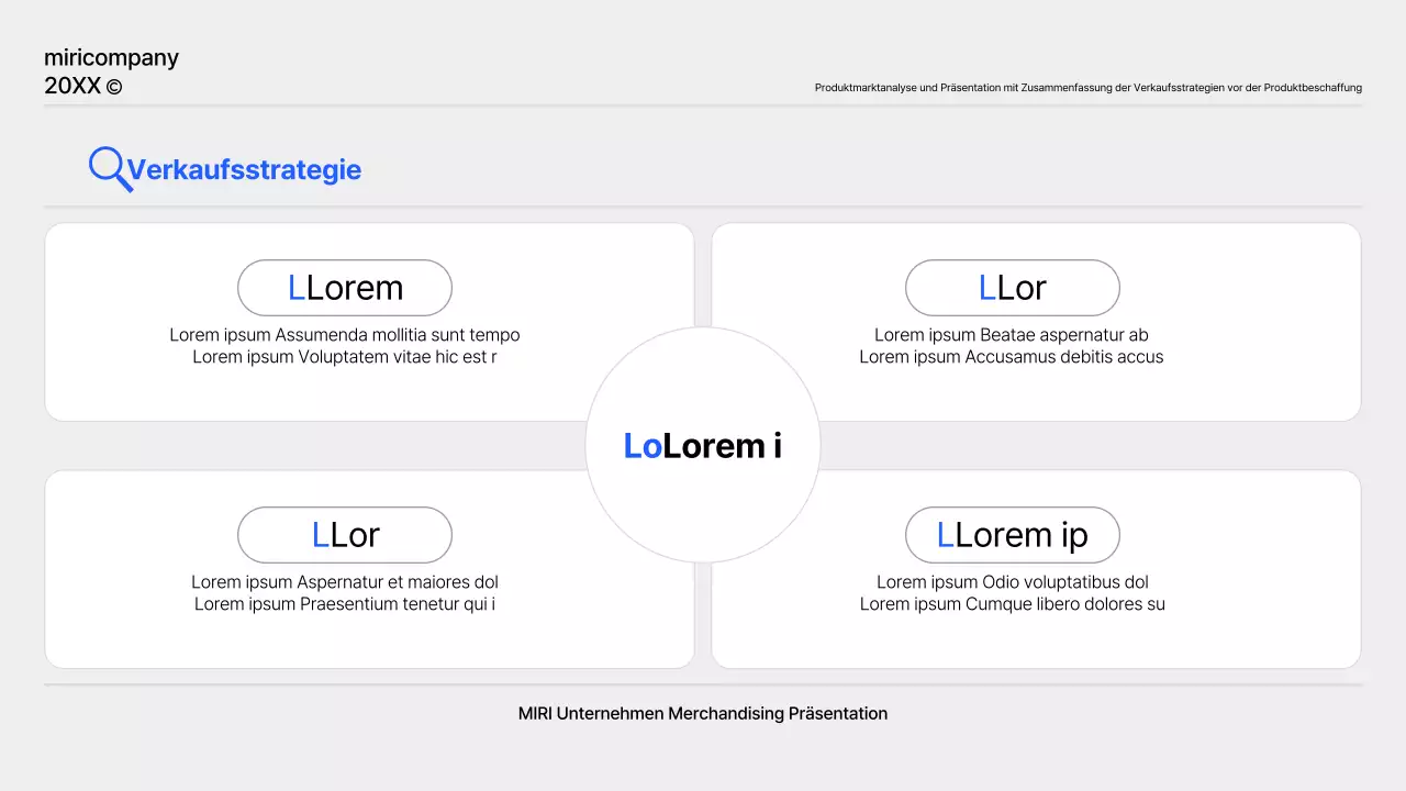 Ein einfacher Produktplanungsbericht in Blau und Grau