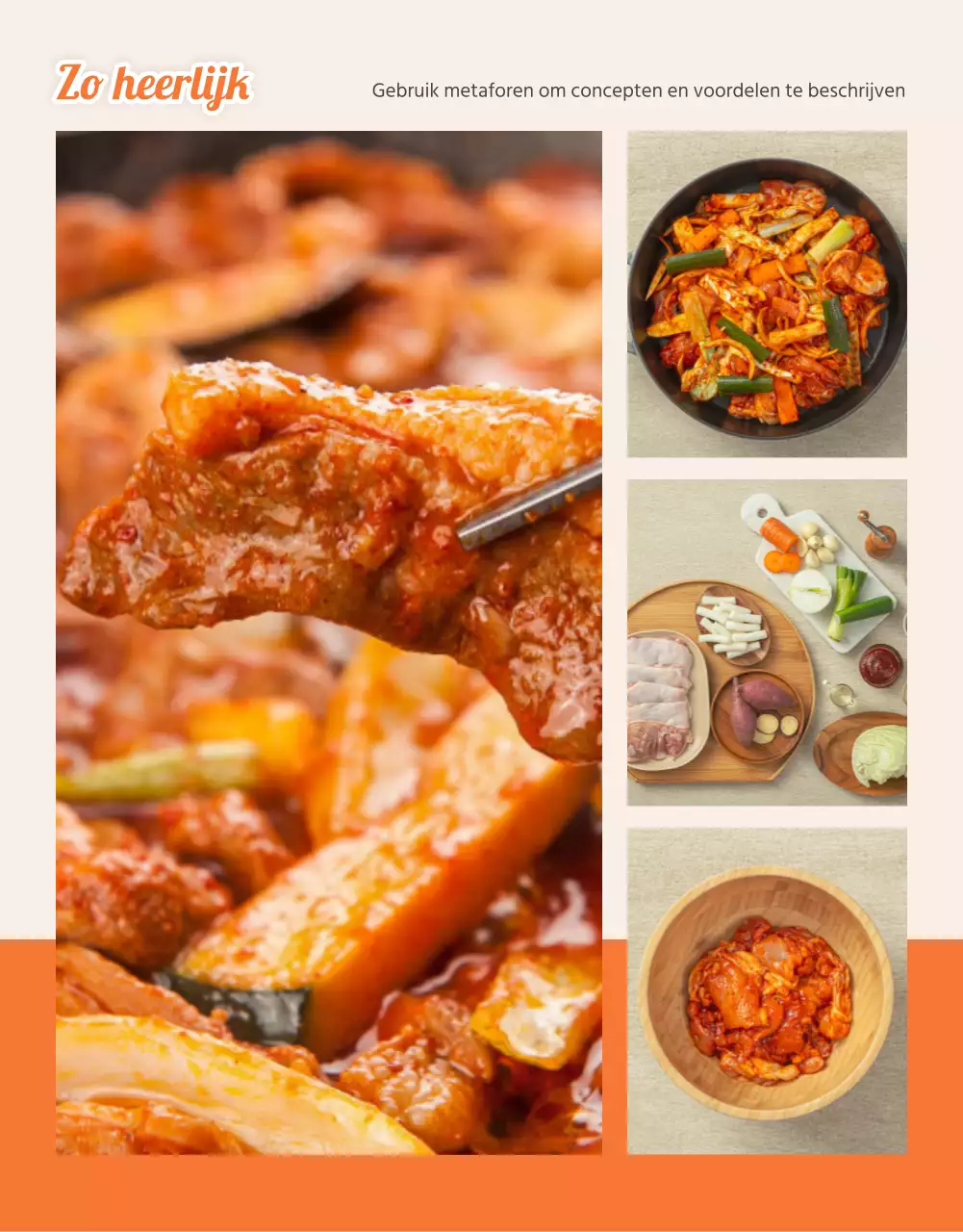 Promoot basisvoedselkit fotolay-outs in oranje en ivoorkleur