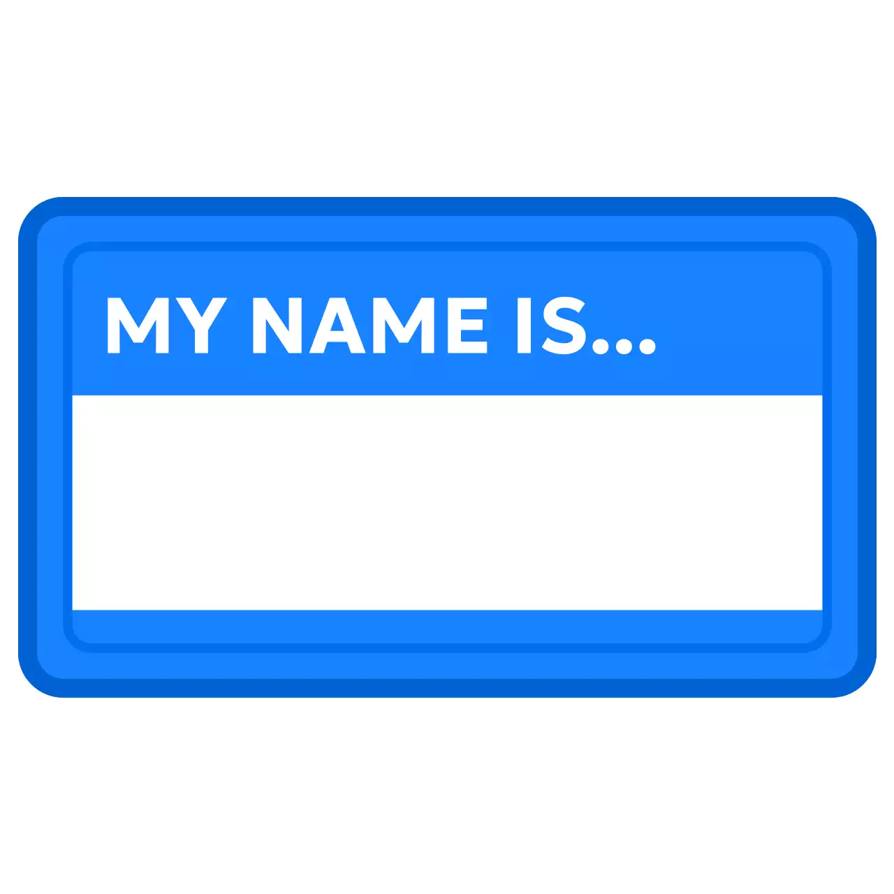 Old-school nametag-style design with writable text