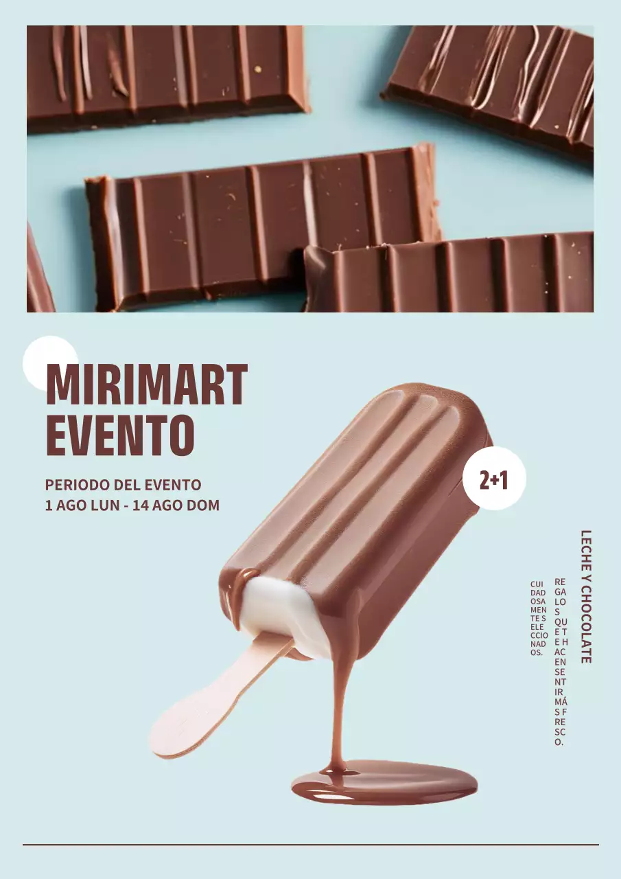 Anuncio de evento de helado simple en marrón y menta