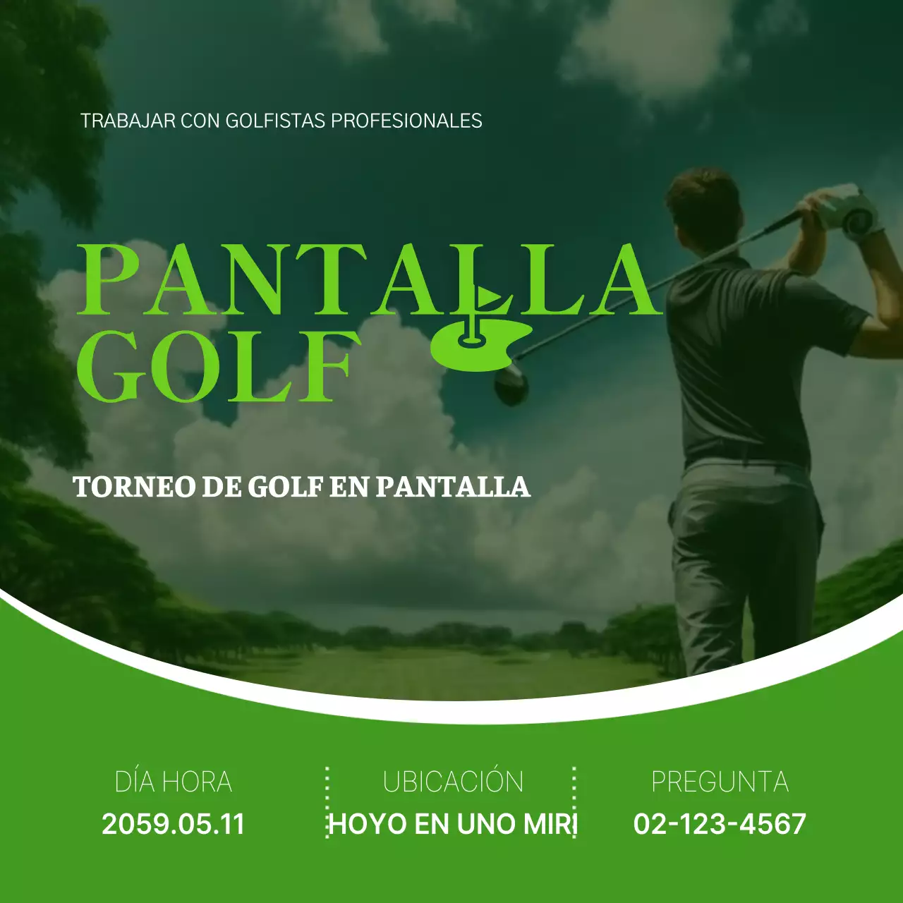 Promueva un sencillo torneo de golf en chartreuse y blanco