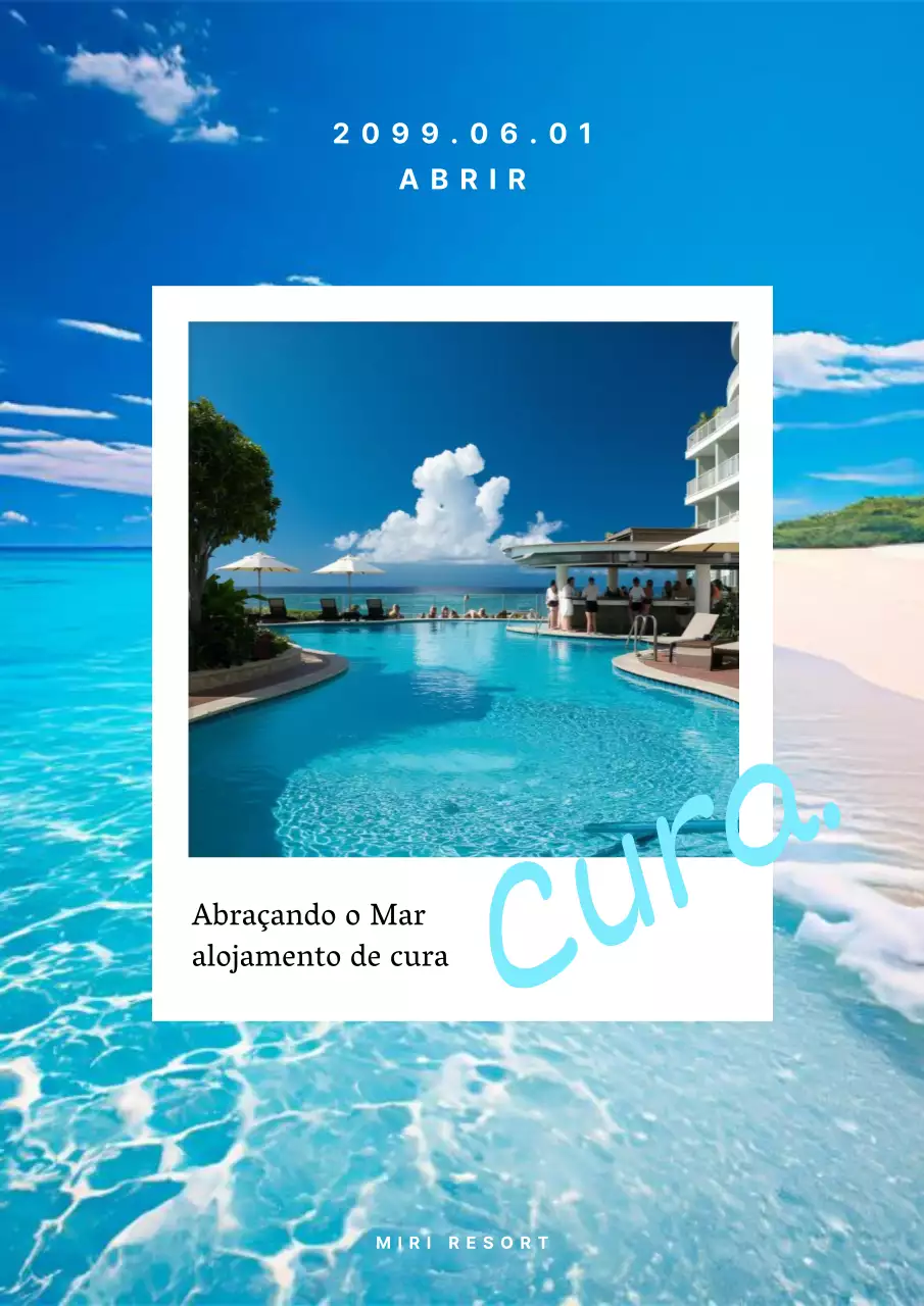 Promover um alojamento moderno, inspirado no verão, em azul claro