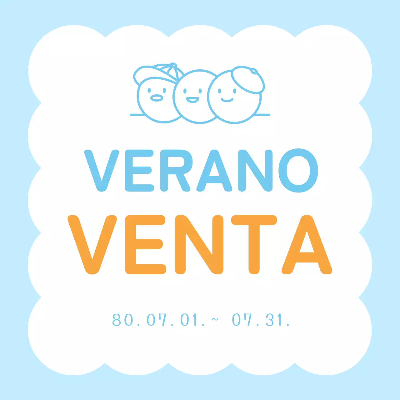 Publicidad de rebajas sencilla en azul claro y blanco