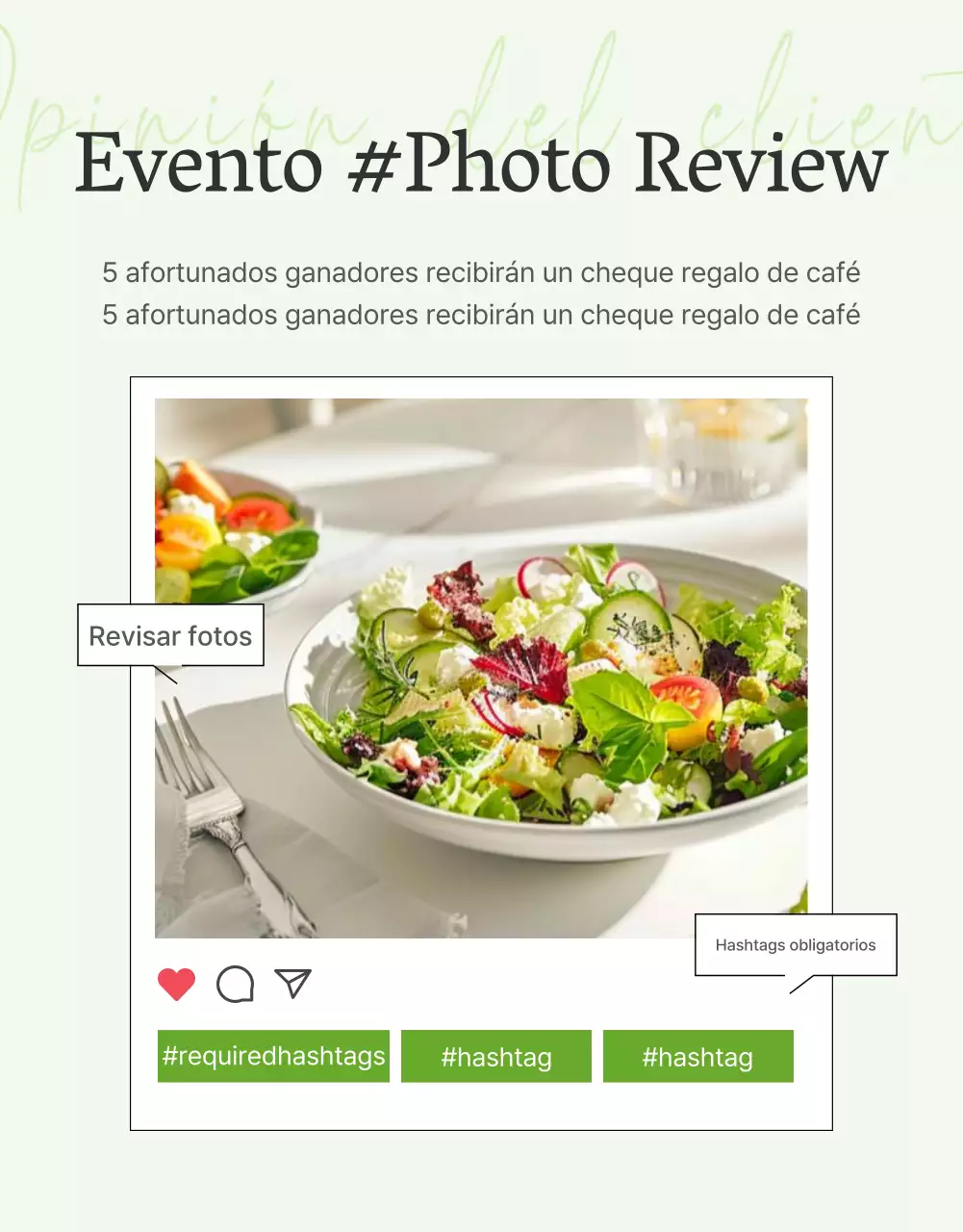Promover un evento de revisión de ensalada simple en blanco y frijoles de loto