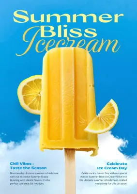 Blue Modern Ice Cream Promotion Poster