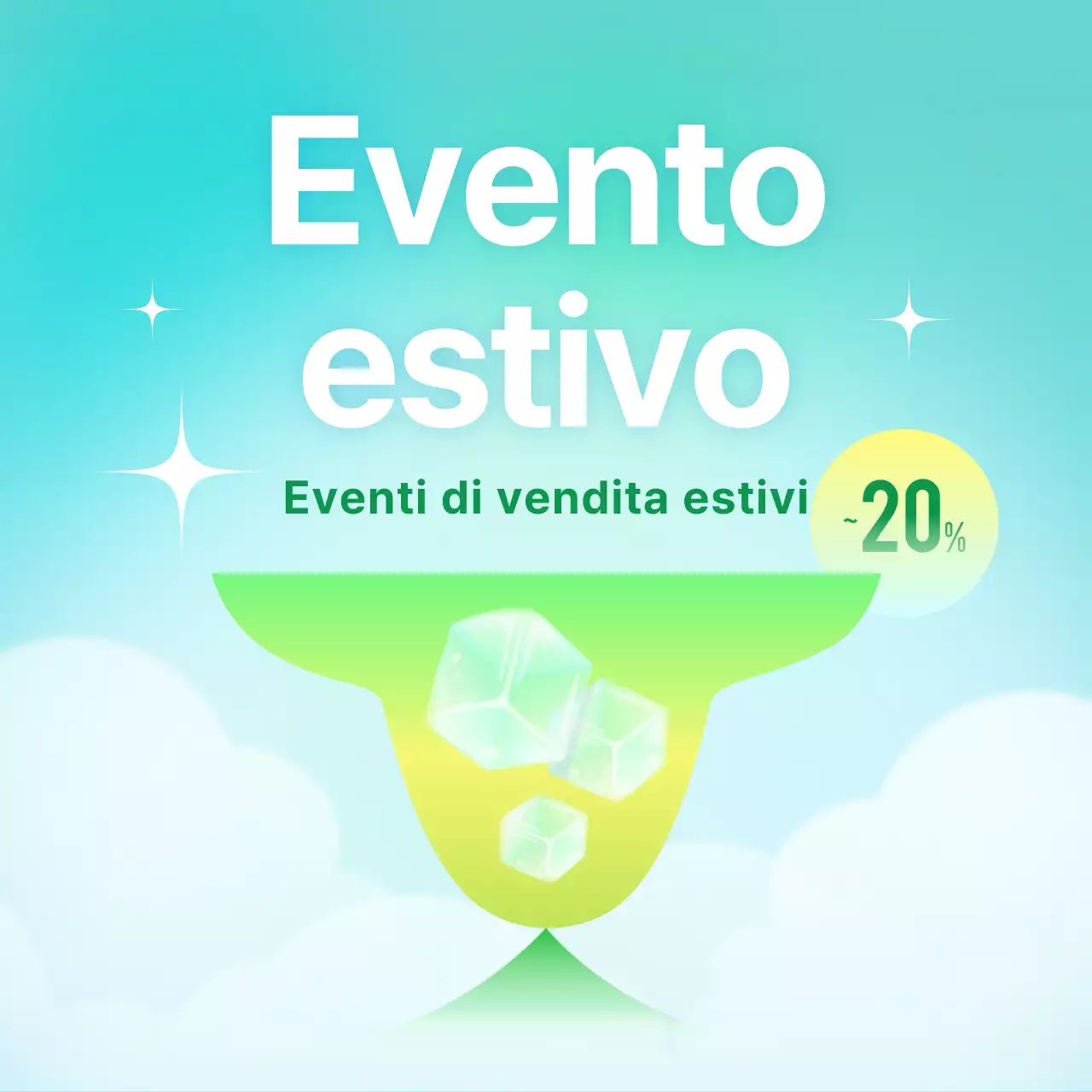 Annuncio di eventi estivi in stile pop in menta e blu