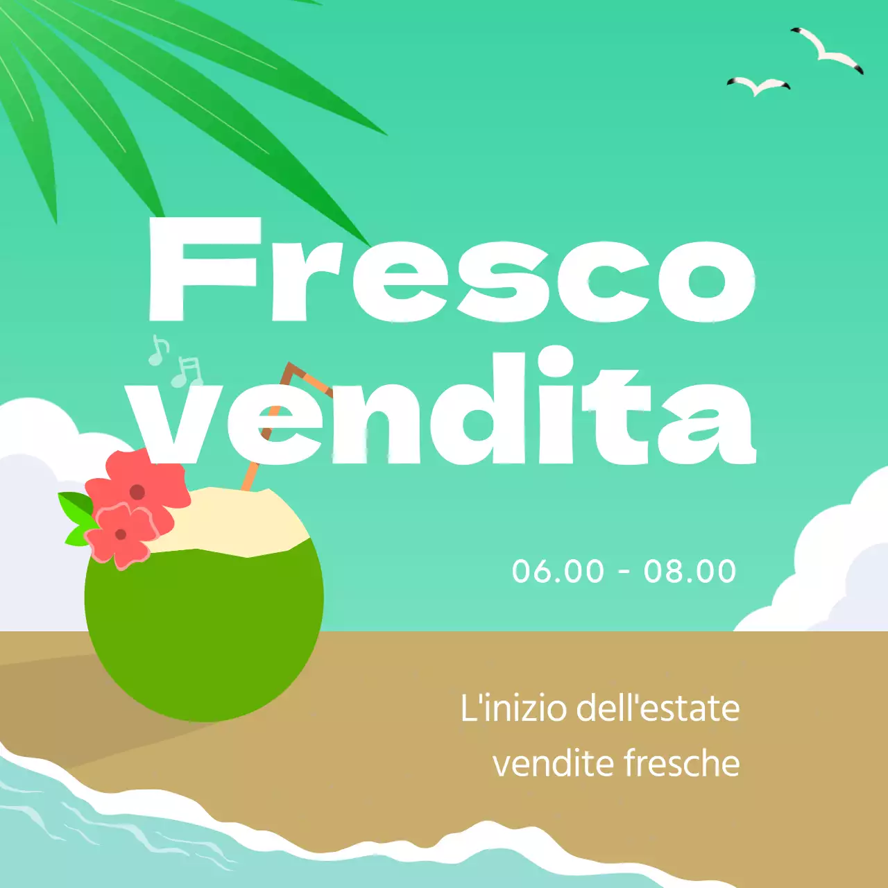 Guida ai saldi estivi tropicali in azzurro e giallo