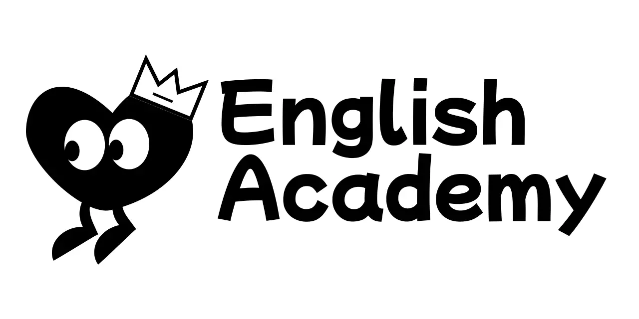하트 캐릭터가 있는 귀여운 컨셉의 영어 아카데미