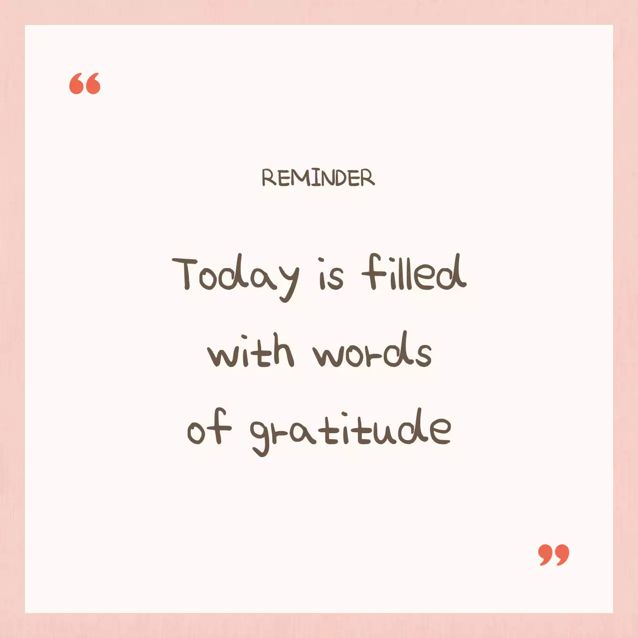 A modern sentiment post in red and pink