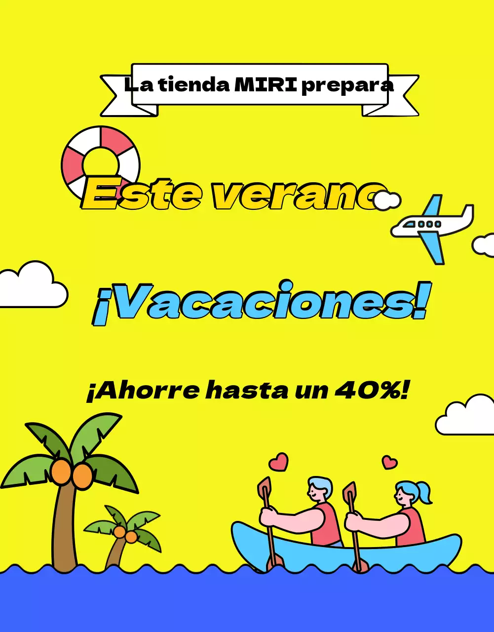 Promover la venta de artículos de verano amarillos y azules