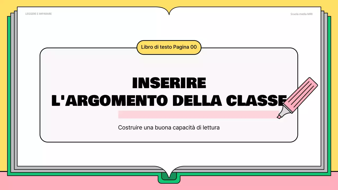 Simpatici materiali di lettura rosa e verdi