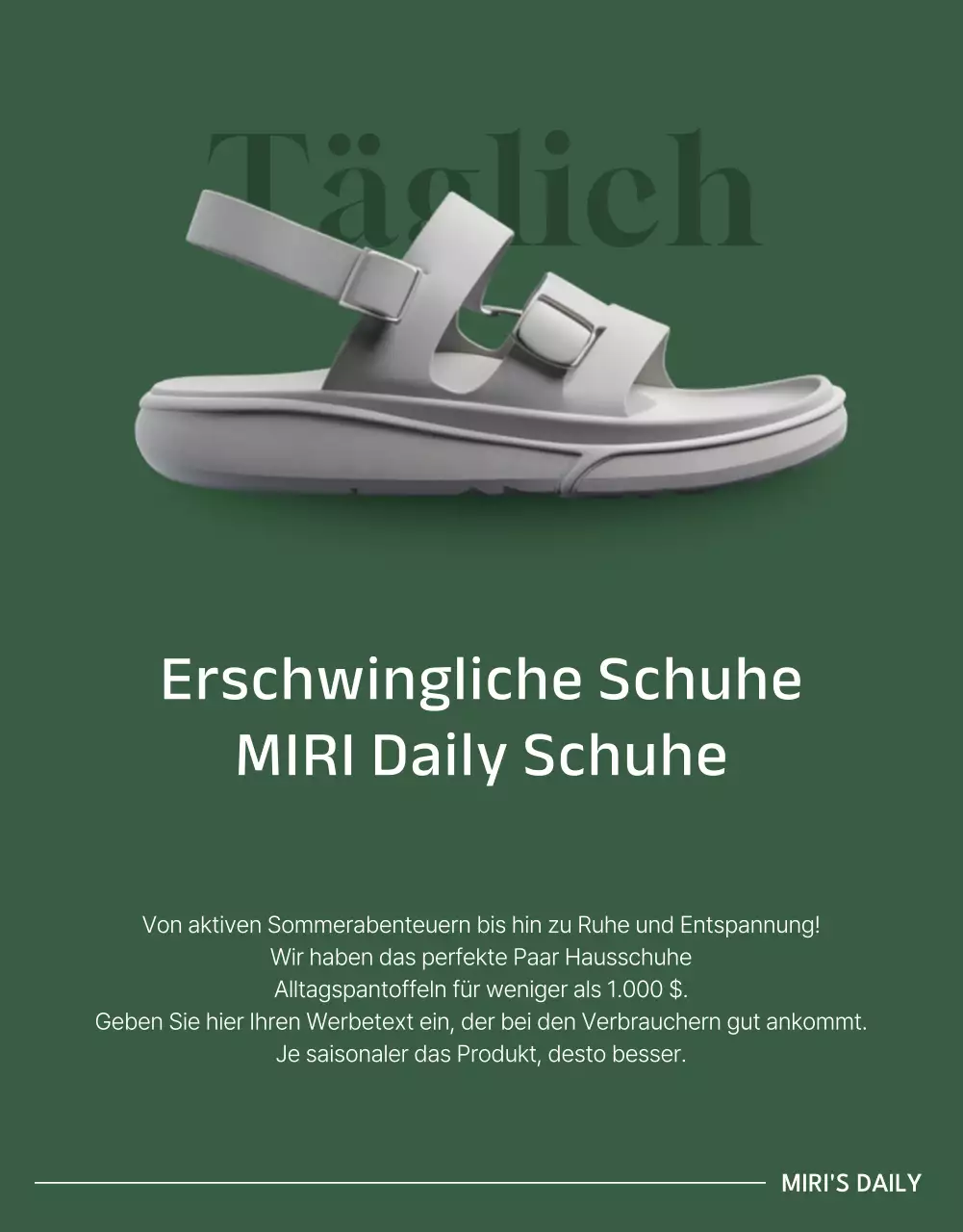 Eine Zusammenstellung einfacher Sommerschuhe in Grün und erschwinglich