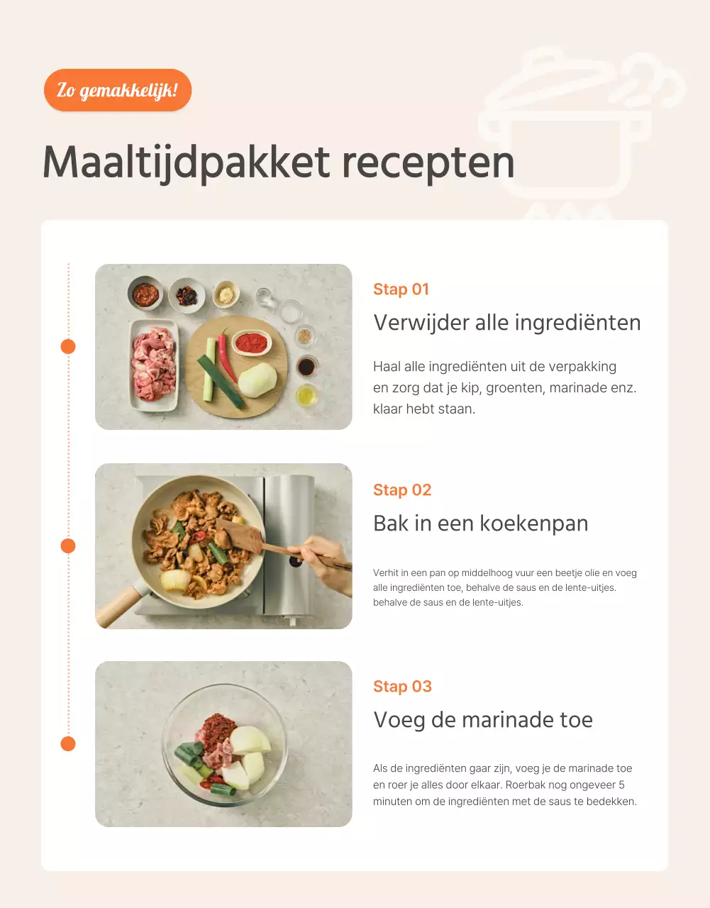 Beschrijf en promoot basismaaltijden in Orange en Ivory