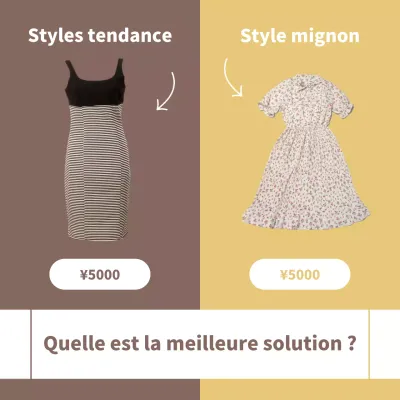 Postes publicitaires pour vêtements modernes, bruns et jaunes.