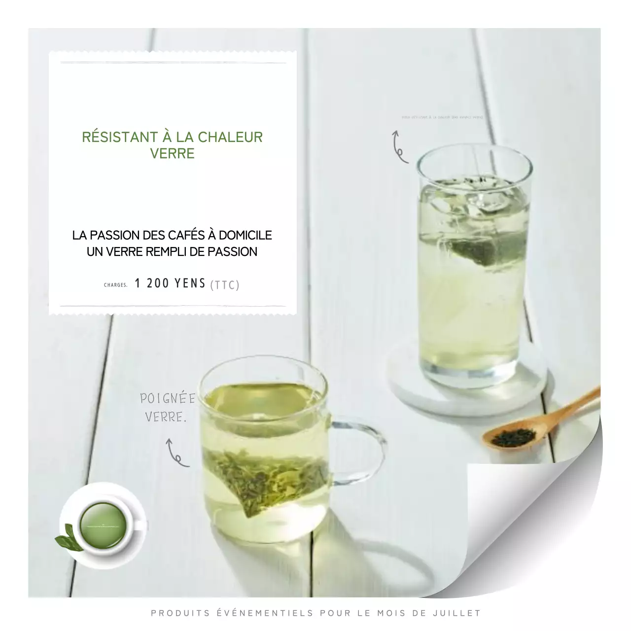 Promouvoir la verrerie simple en jaune-vert et blanc