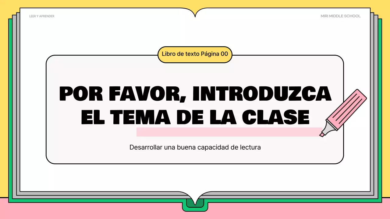 Bonito material de lectura rosa y verde