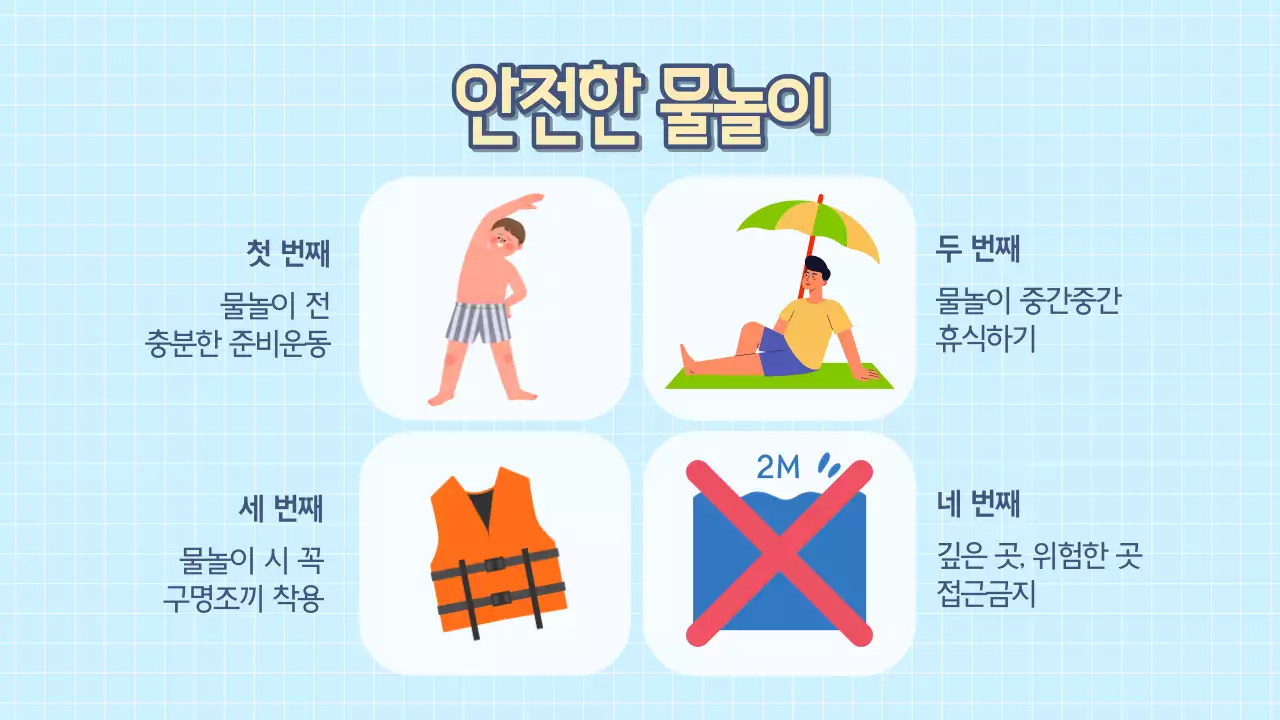 하늘색과 연두색의 아기자기한 학교 여름 방학식 발표자료