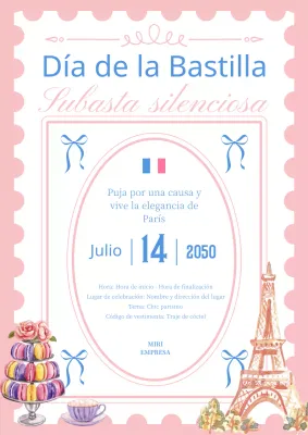 Invitación clásica para recaudar fondos del Día de la Revolución en azul y rosa