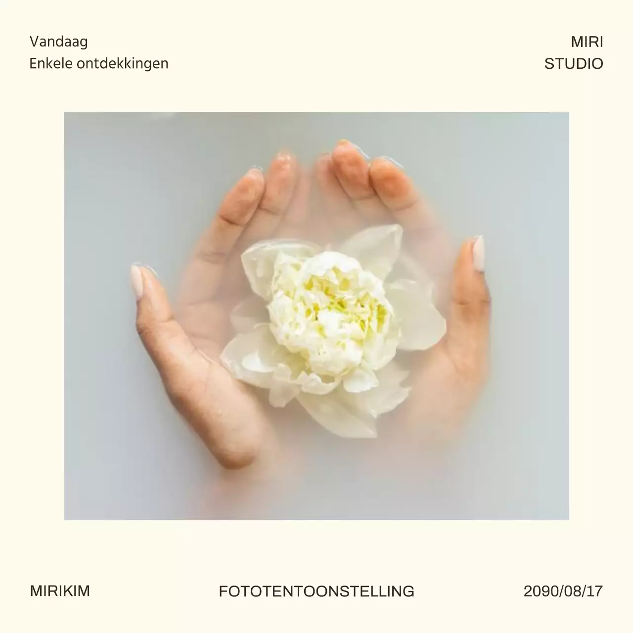 Promotiepost voor een minimalistische zomerdisplay in geel en wit