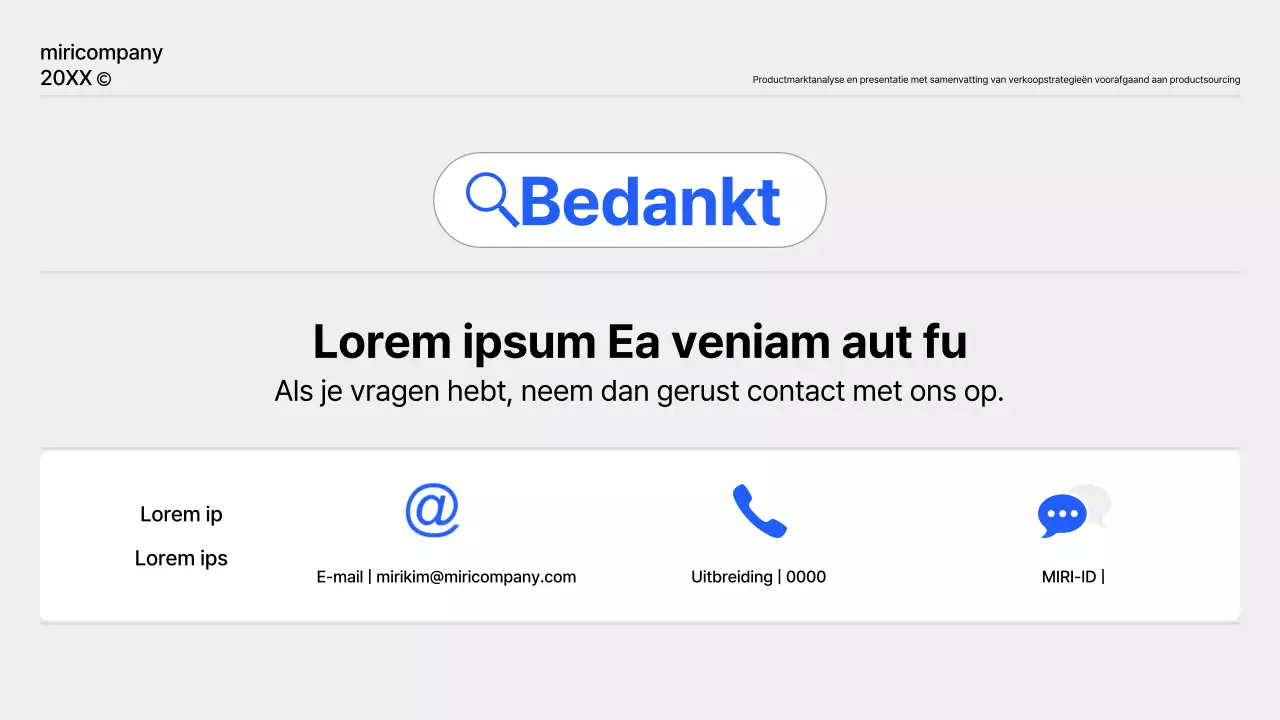 Een eenvoudig productplanningsrapport in blauw en grijs