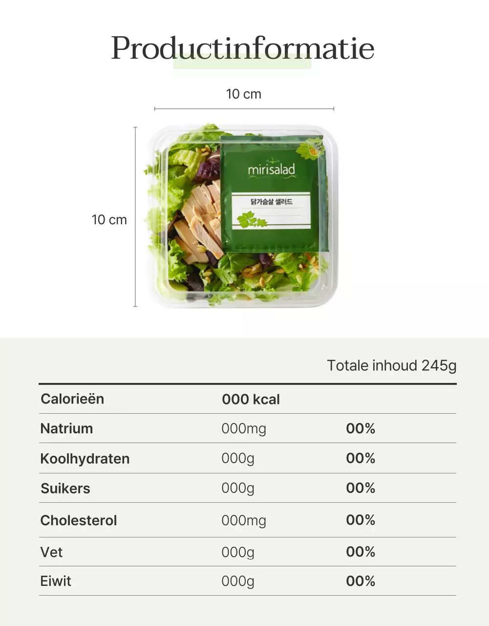 Promoot een eenvoudige saladepagina in wit en chartreuse