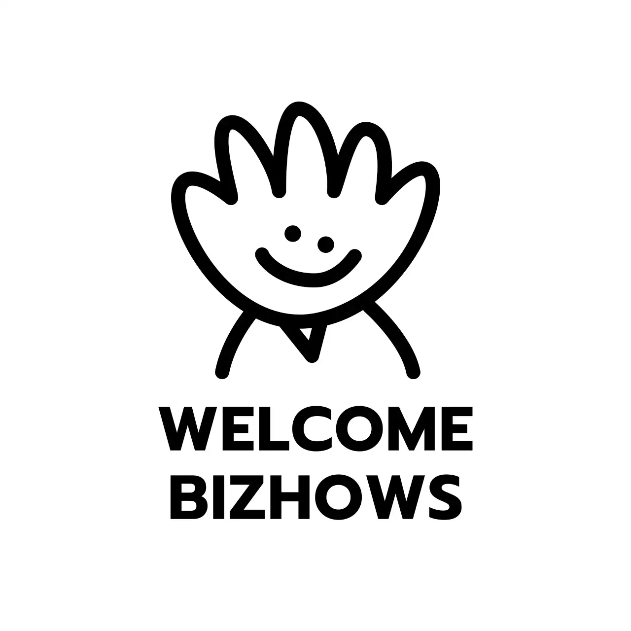 웃고있는 손 캐릭터와 문구가 있는 디자인