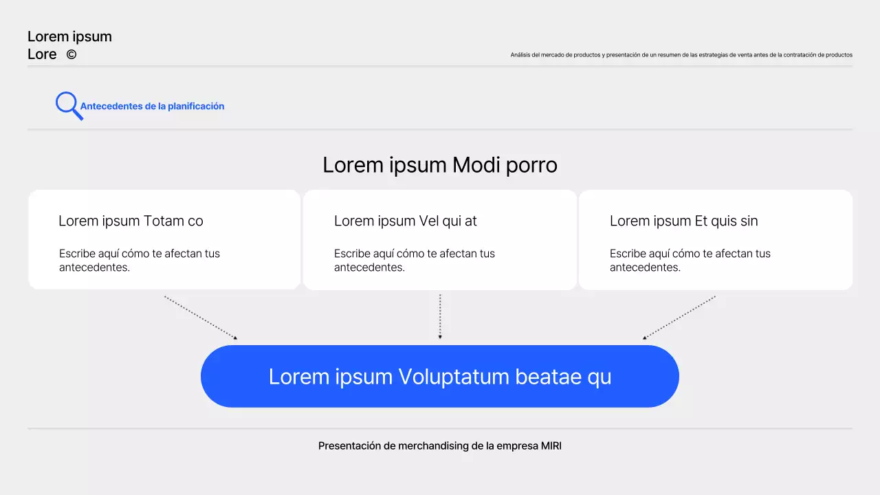 Un sencillo informe de planificación de productos en azul y gris