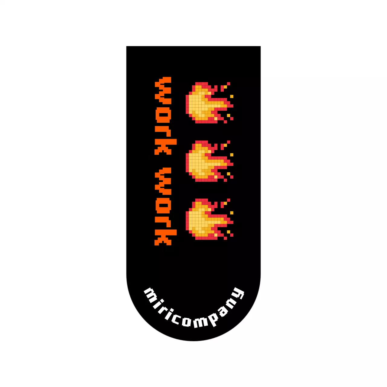 黒と赤の炎のピクセルアートがコンセプトのウェルカムキットグッズ