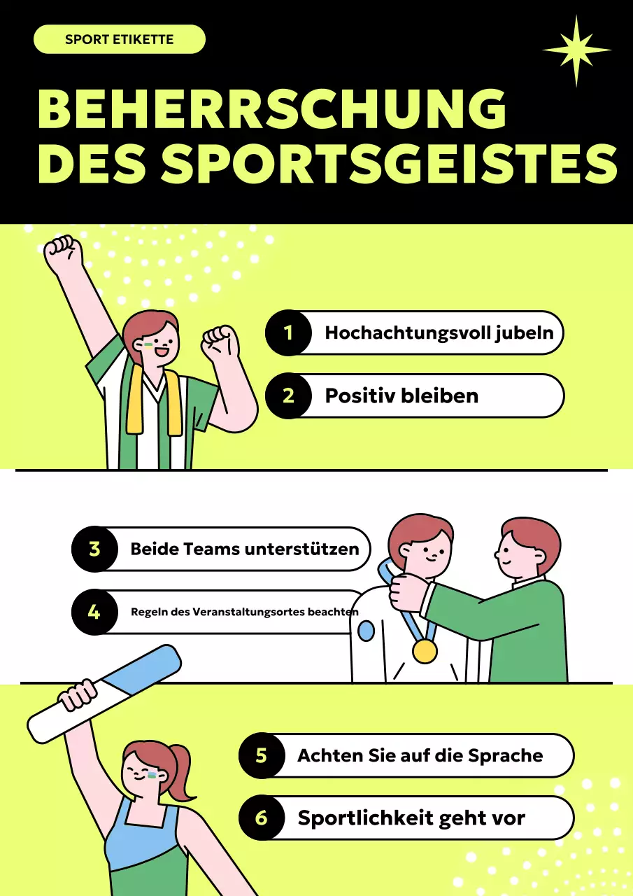 Einfache Sport-Etikette-Tipps in Schwarz und Chartreuse