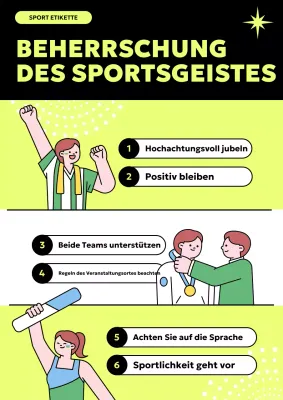 Einfache Sport-Etikette-Tipps in Schwarz und Chartreuse