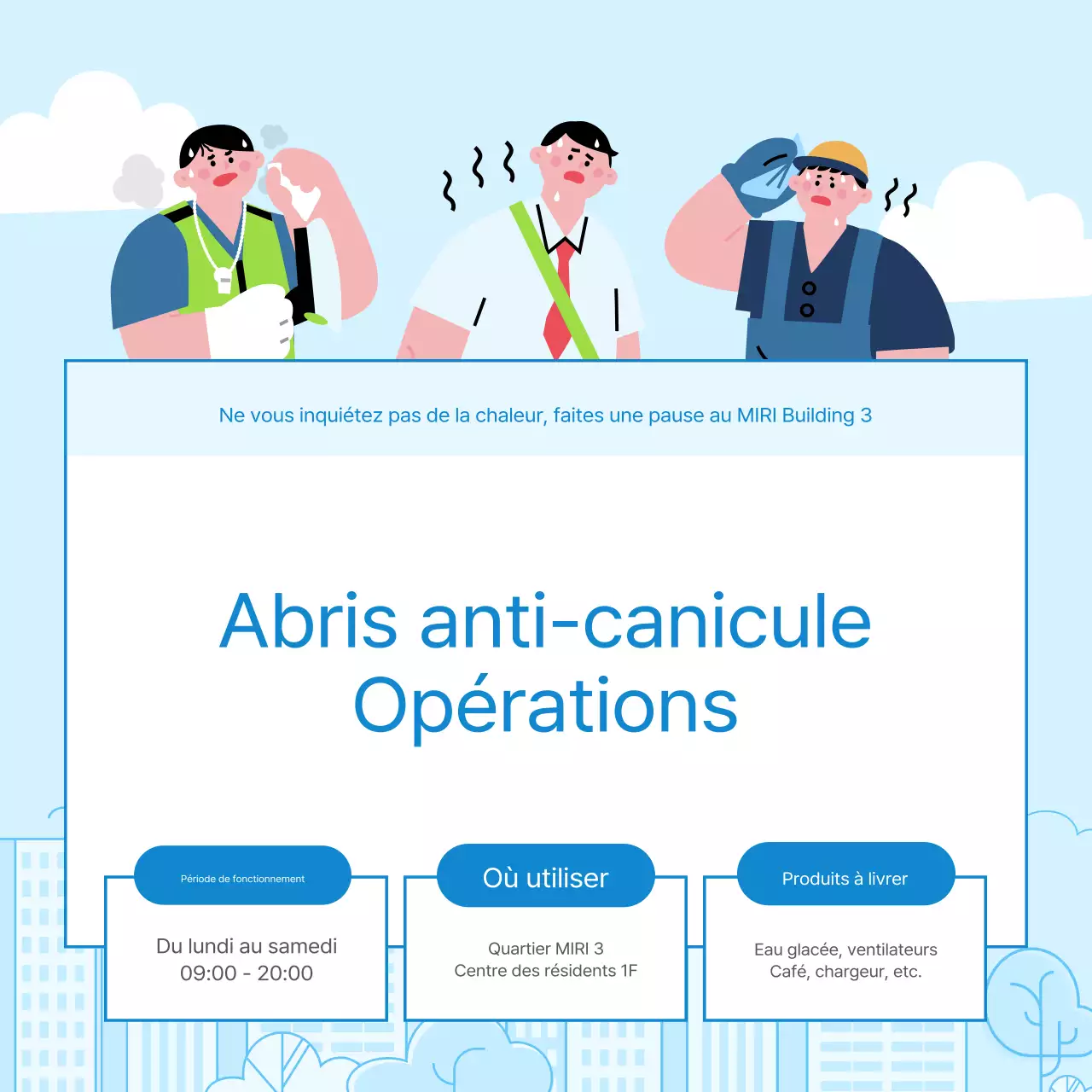 Promouvoir le fonctionnement des abris thermiques bleus simples et bleus clairs