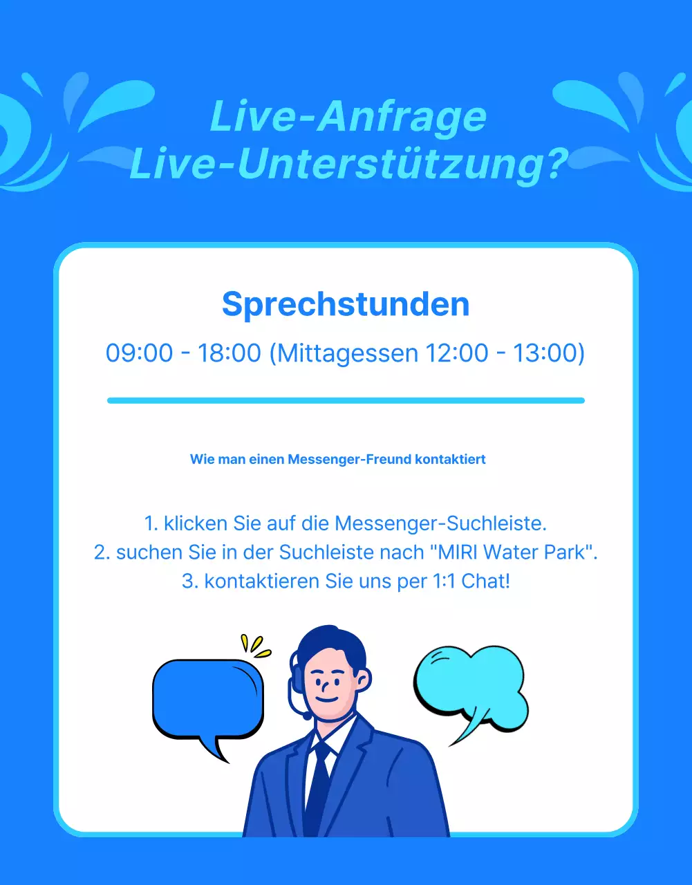 Werbung für einen trendigen Hotel-Wasserpark in Blau