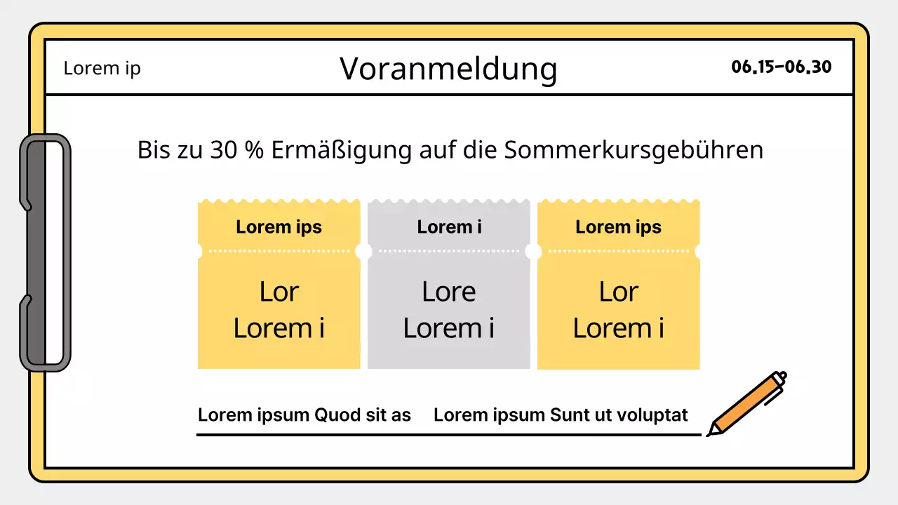 Ein einfacher Unterrichtsplan für die Sommerferien in Gelb und Blau