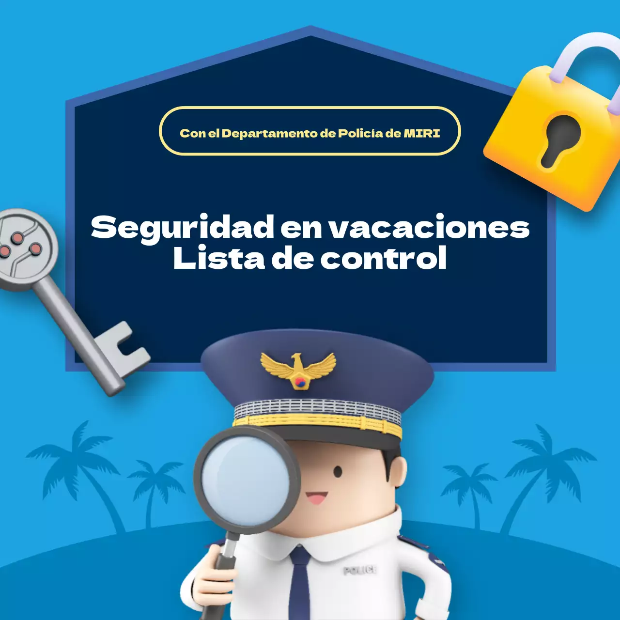 Consejos de seguridad para las vacaciones resaltados en azul