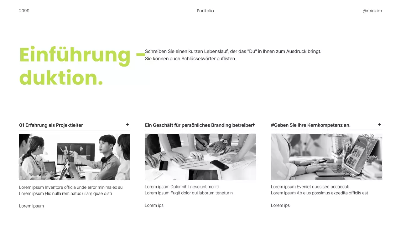 Eine einfache, bedruckbare Karrieremappe in Lindgrün und Schwarz