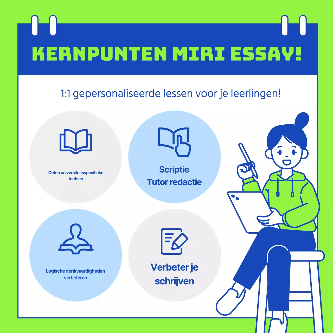 Eenvoudig blauw en fluorescerend gekleurd toelatingsexamen essay schoolpromotie