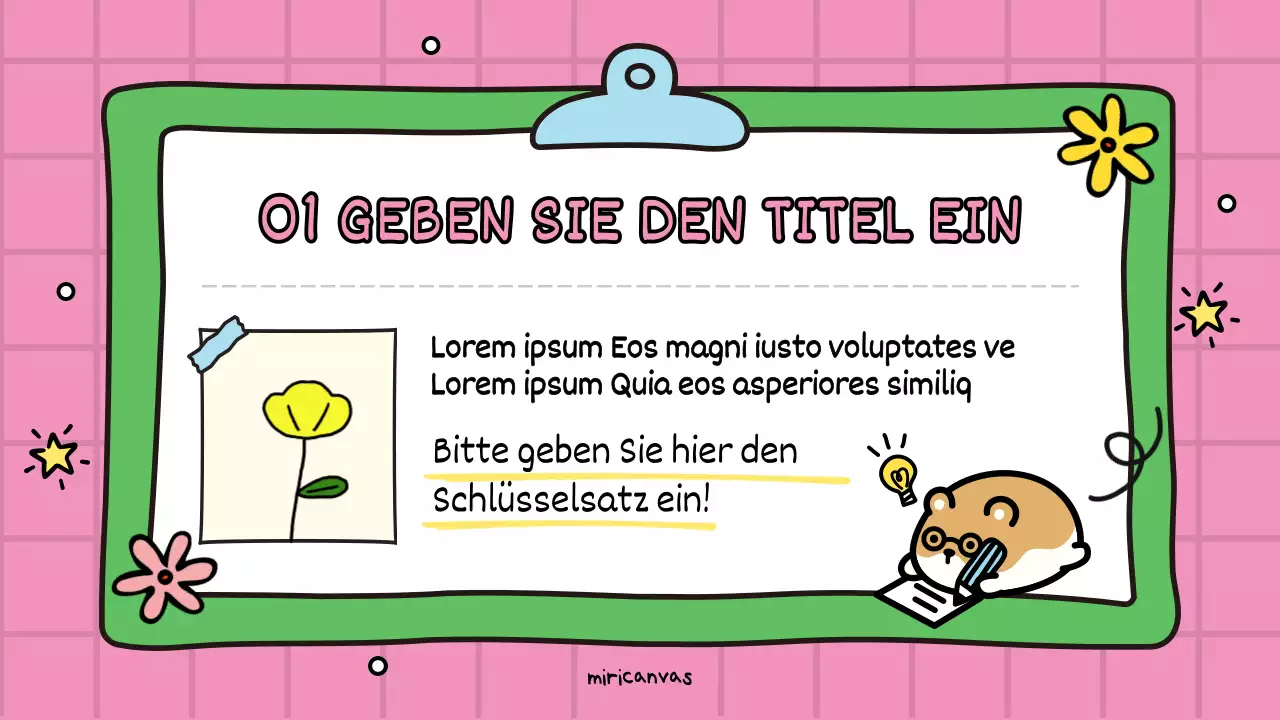 Eine niedliche rosafarbene und grüne Bildungsförderung