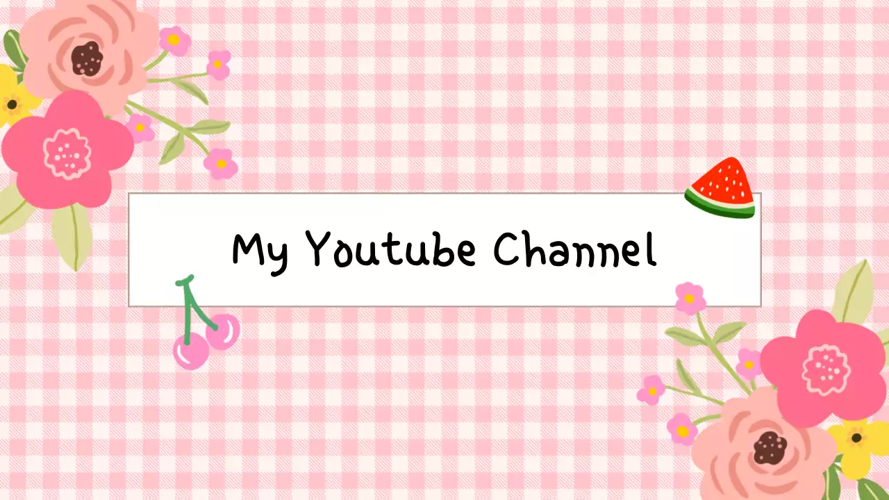 깅엄 배경의 핑크 귀여운 꽃 유튜브 채널 아트
