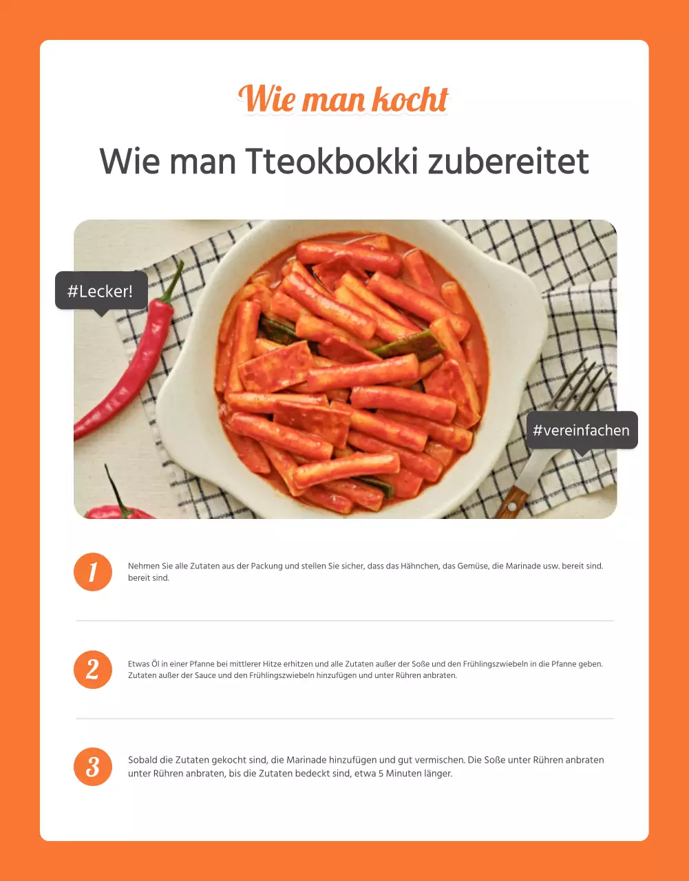 Beschreibung und Förderung von Grundnahrungsmitteln in Orange und Elfenbein