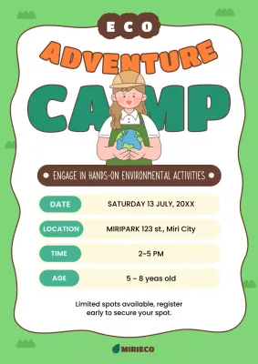 Green Retro Adventure Camp Event Poster