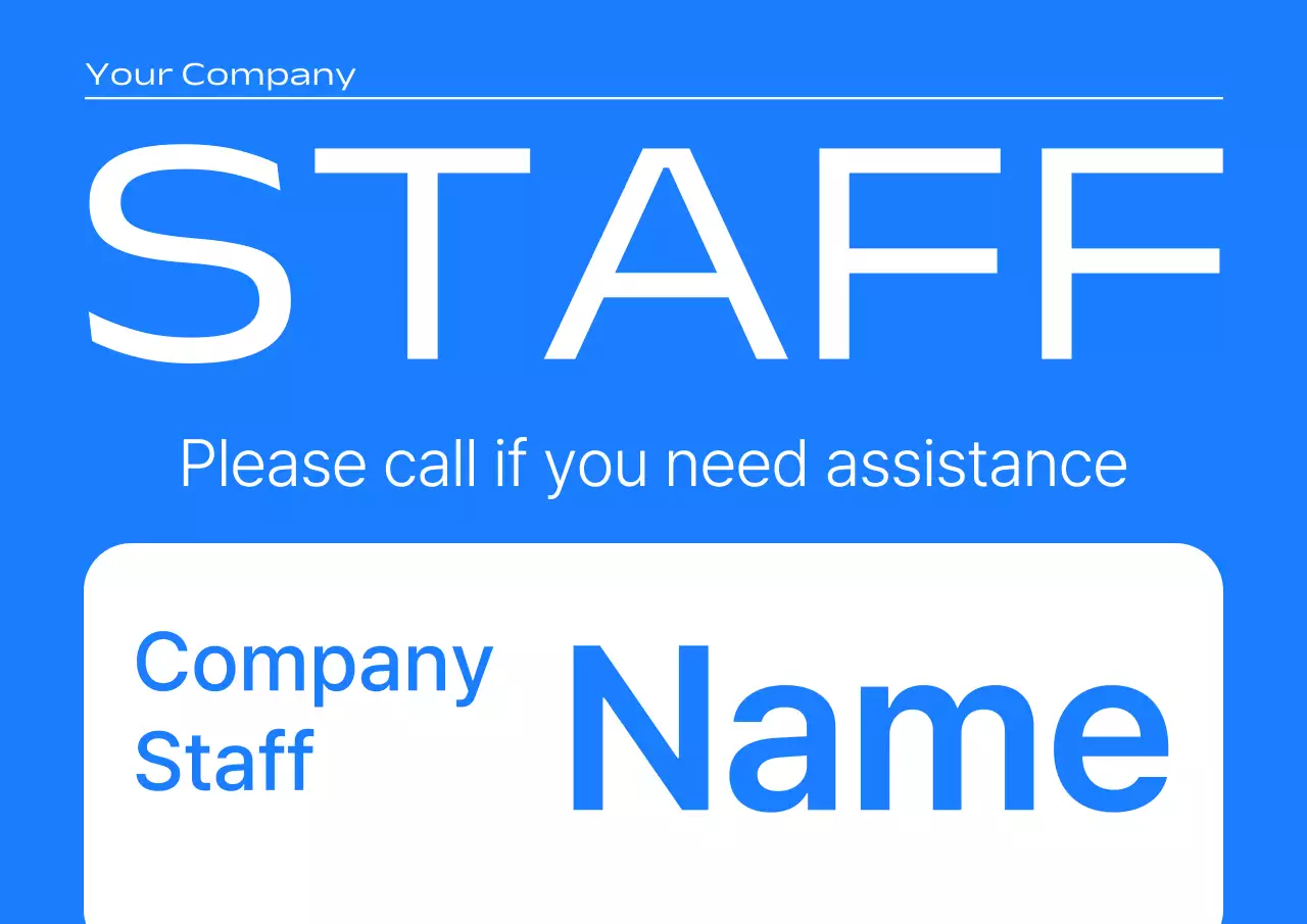 Blue Simple Staff Card Poster