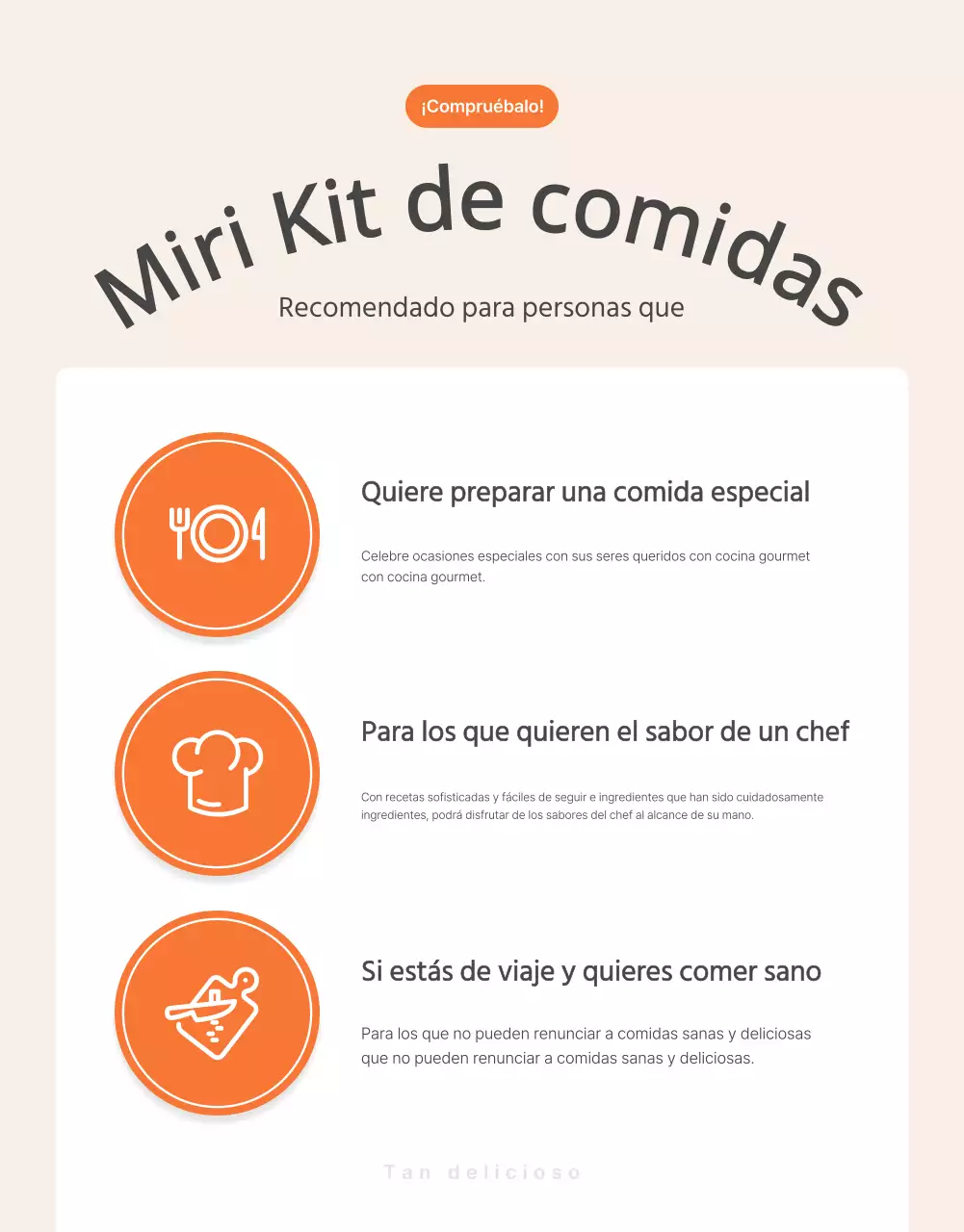 Promover kits de comida básica tteokbokki en naranja y marfil