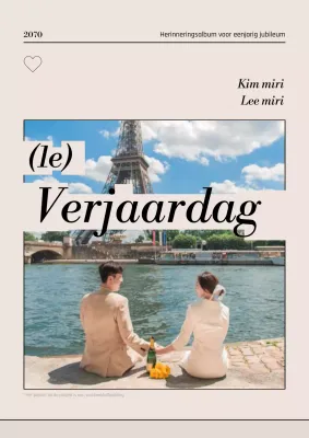 On-trend jubileum fotoboek cover in beige en zwart