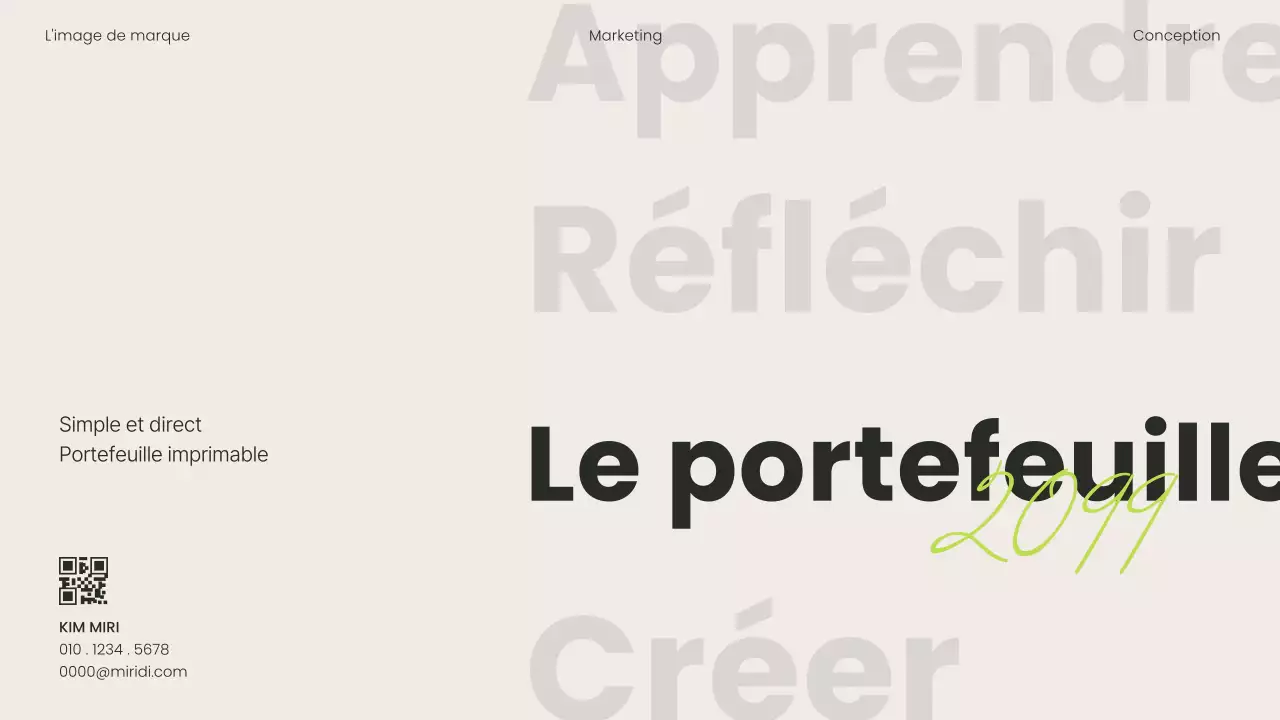 Un portfolio simple à imprimer pour les carriéristes, en vert lime et en noir