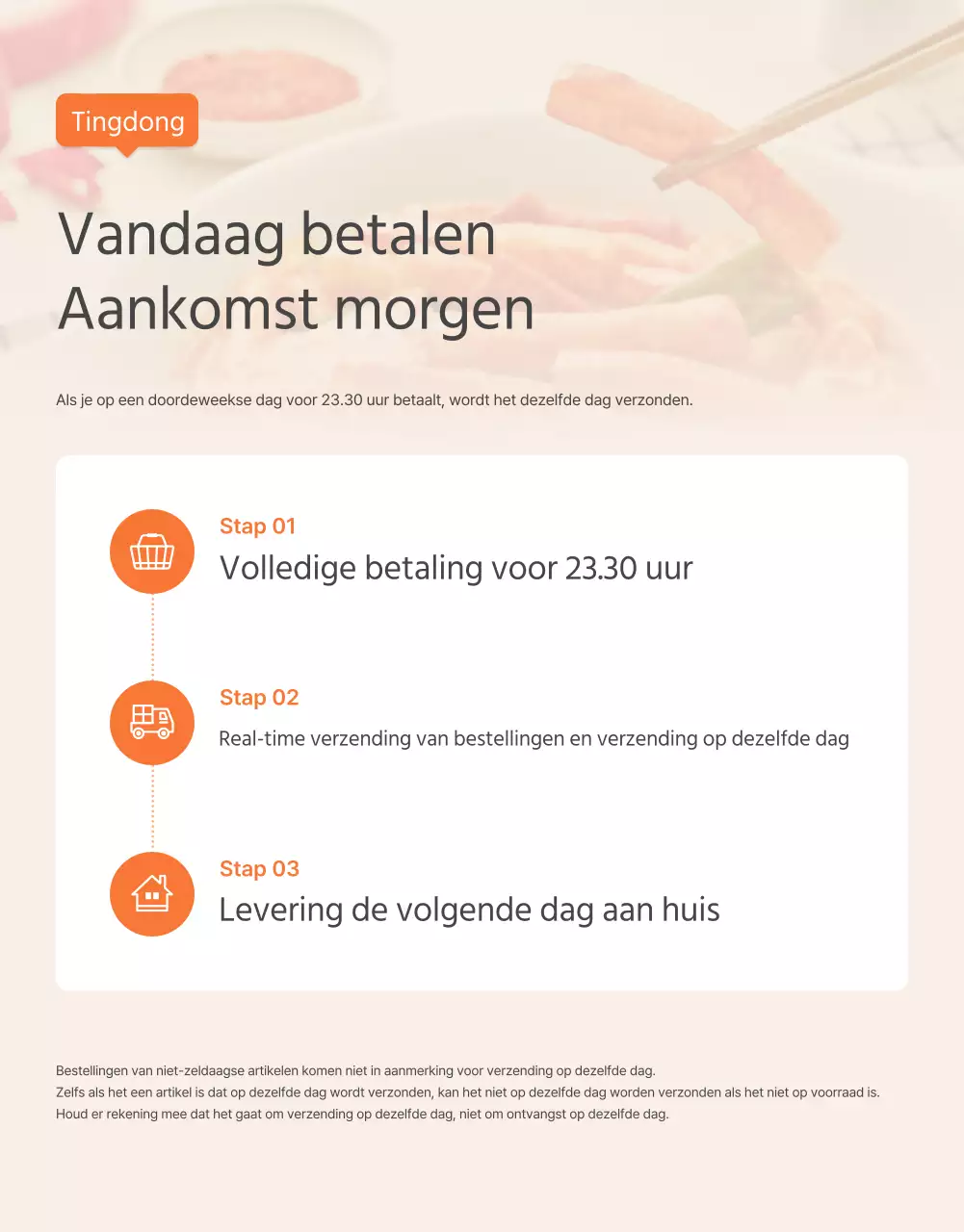 Promoot oranje en ivoorkleurige basismaaltijdpakketten en waar je op moet letten