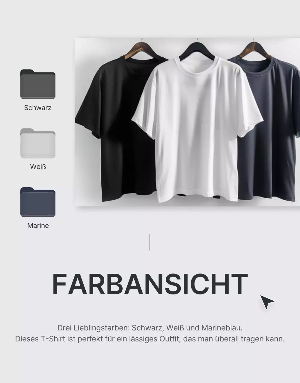 Förderung von Beschreibungen und Details in einem grauen und hellblauen Mode-Einkaufszentrum